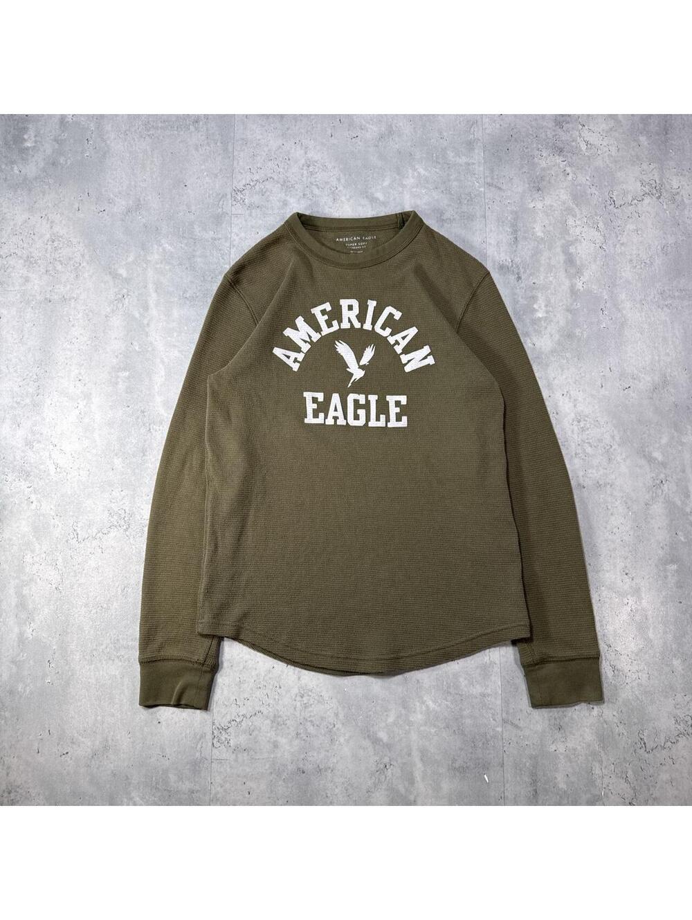 Y2K American Eagle Green Thermal 00s Long Sleeve Shirt